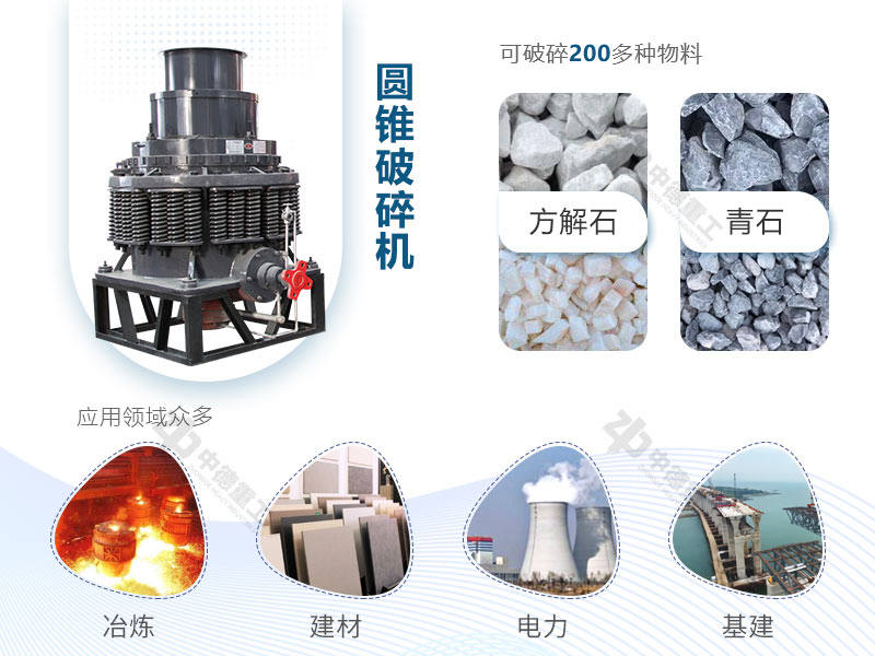 圓錐破能處理多種物料，且應(yīng)用領(lǐng)域廣泛